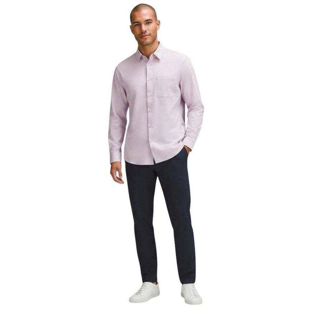 NEW Lululemon Commission Long Sleeve Shirt Men's Size XXL Pink Pastel Oxford